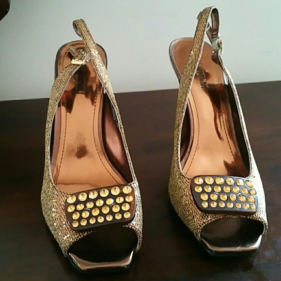 Bertinni Aflict 4 inch  gold & brown shimmer heels