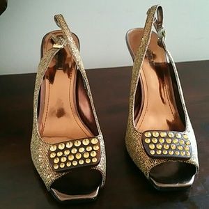 Bertinni Aflict 4 inch  gold & brown shimmer heels