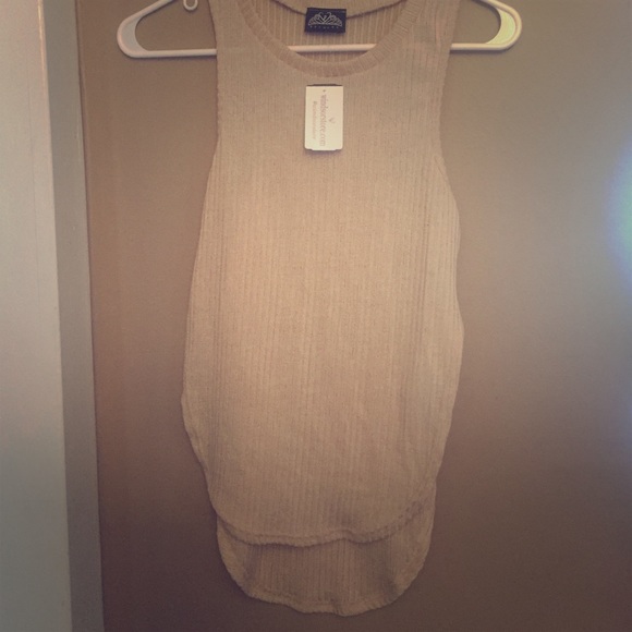 NWT knit taupe slit top
