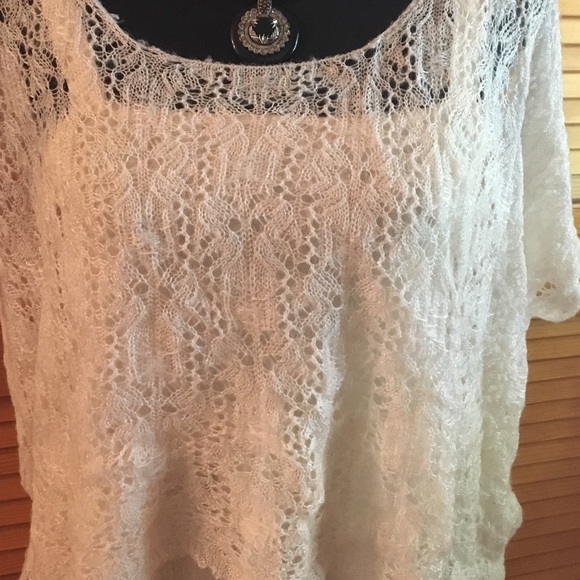 NWT Free People Layered Batwing Top w/Lace - Picture 3 of 4