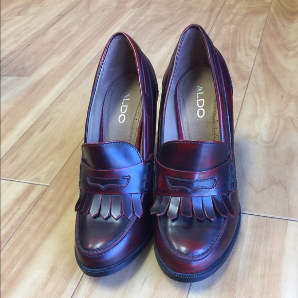 Aldo Burgundy Penny-Loafer Pumps
