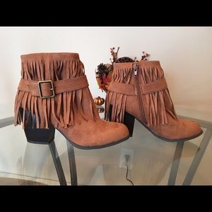 Suede Fringe Booties