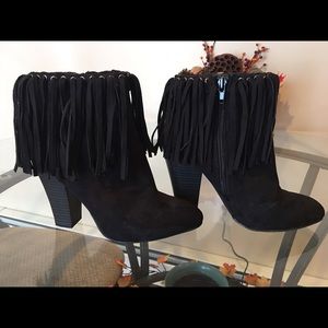 Suede Fringe Heels