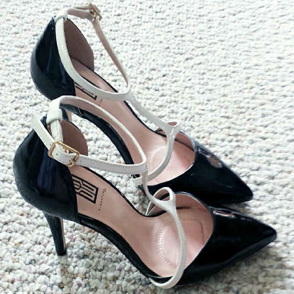 Black & White T-Strap Heels