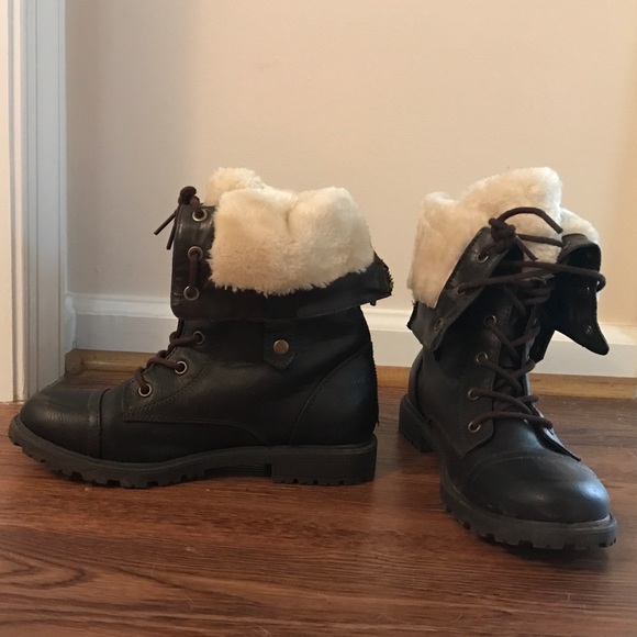 Bongo brown combat boots for girls