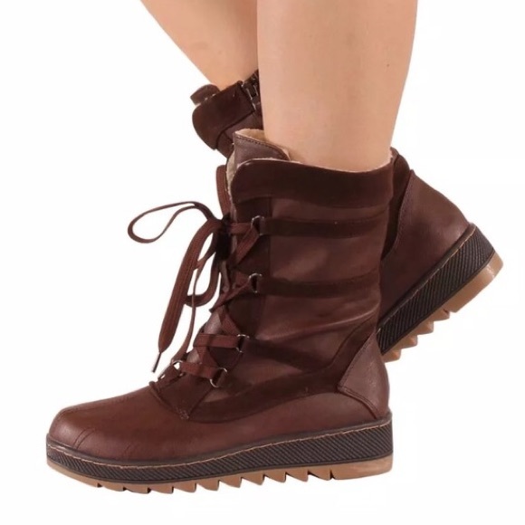 Shoes - FUR LINED Zipper Lace Up Hiking BOOTS NEW IN BOX!