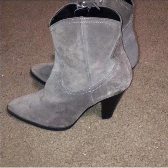 Zara Gray Suede Booties - Picture 2 of 4