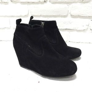 Dolce Vita Black Suede Wedge Booties