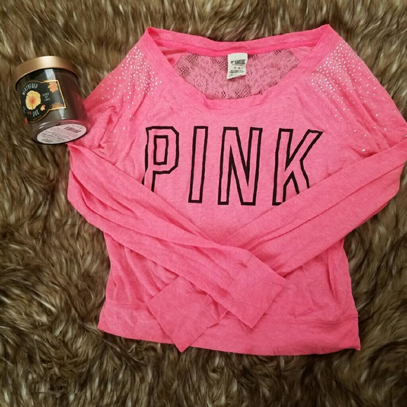 VS PINK Bedazzled Lace Shirt