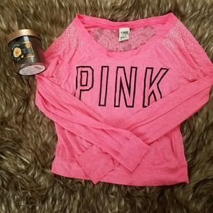 VS PINK Bedazzled Lace Shirt