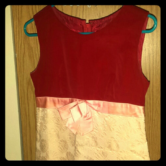 True vintage dress. Velvet top pink ribbon