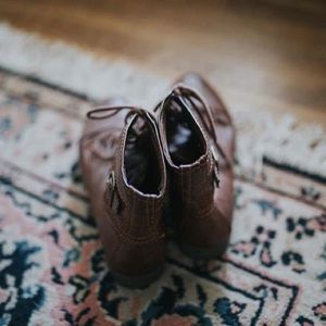 Leather lace up boots.