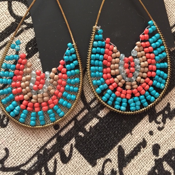 SALE Beaded Teardrop Earrings - Picture 2 of 2