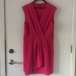 Bright pink faux-wrap dress