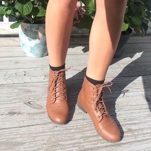 Low Ankle Chestnut Combat Boots