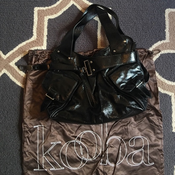 Black patent leather Kooba bag