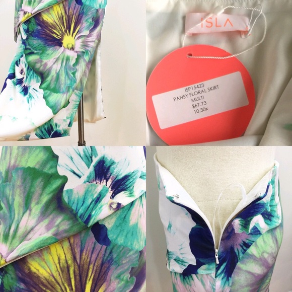 [ isla ] NWT silk floral watercolor print skirt - Picture 4 of 4