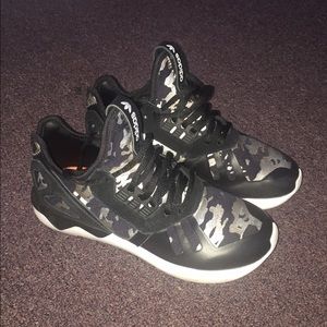 Black and Metallic Silver Adidas Tubular