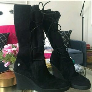 Lace up UGG wedge boots