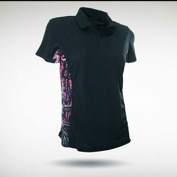 REDUCED💥NWT MUDDY GIRL CAMO BLACK POLO SHIRT - Picture 2 of 2