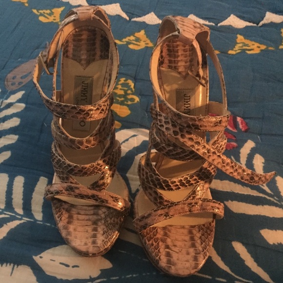 Jimmy Choo snakeskin blush heels