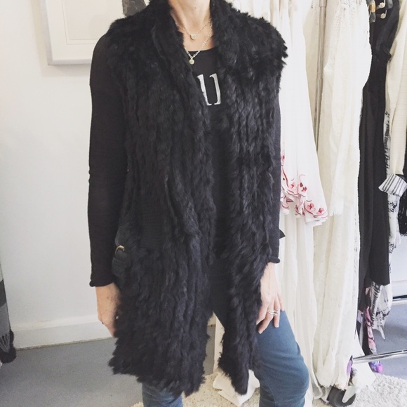 Rabbit fur hi low vest with pockets NWT - Picture 1 of 4