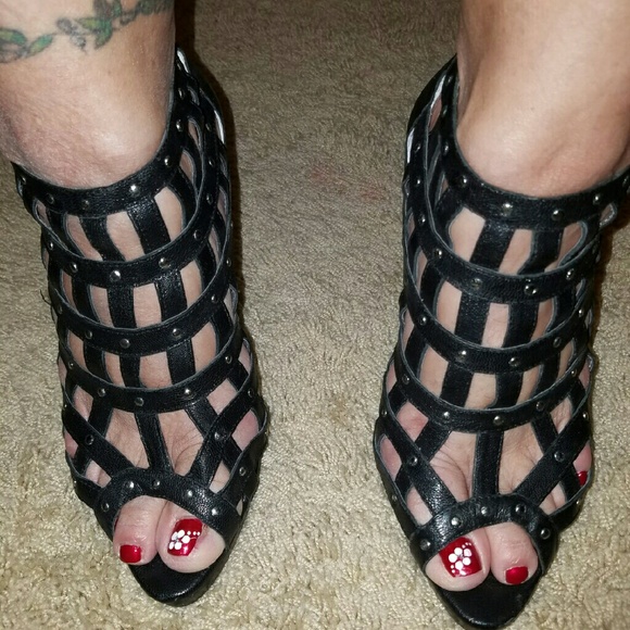 Leather Studded Cage Booties