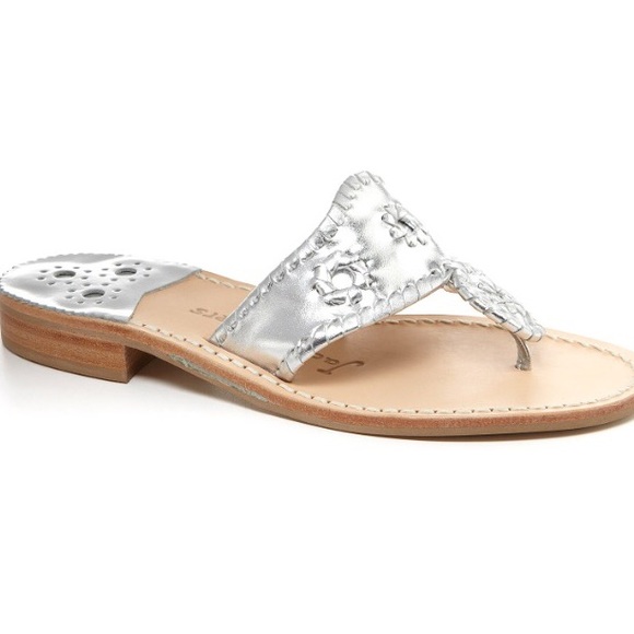 Jack Rogers Hamptons Flat Silver NEW - Size 6M