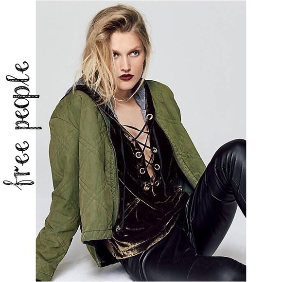Free People Jackets & Blazers - Free People Green Quilted High Low Aviator Jacket
