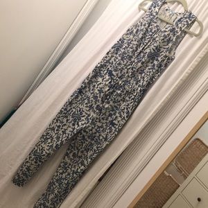 Blue and off white patterned jumpsuit