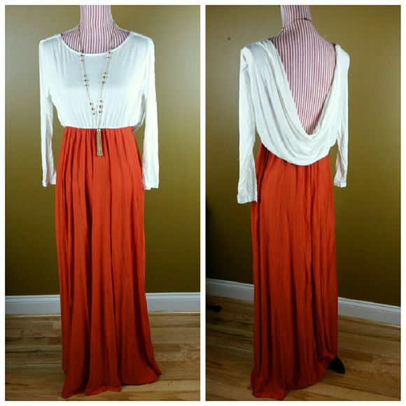 White and Burnt Orange Maxi - Picture 2 of 2