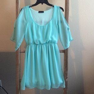 Tiffany blue flowy sheer dress