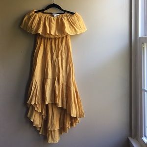 Mustard Strapless Hi Low Dress