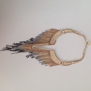 BCBG gold chain tassel necklace