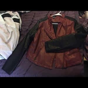 Black and red leather jacket