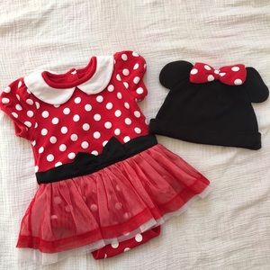 Minnie Mouse dress and cap.