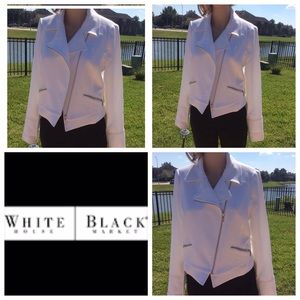 WHBM white moto jacket. NWOT. Sz6 Detailed design
