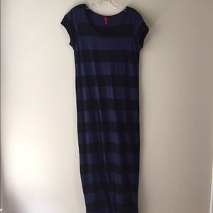 H&M striped maxi dress goth Tim burton style