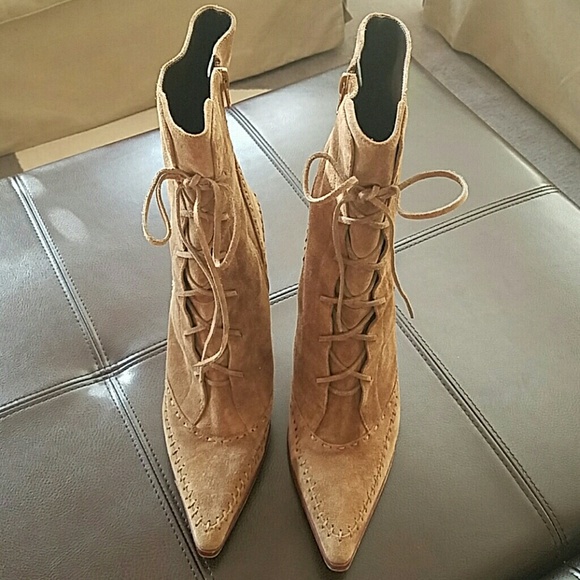 Suede lace up booties