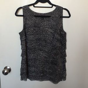 Printed tiered silk top