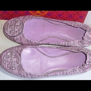 Tory burch lavender snake reva flats