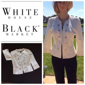 WHBM off white military style double row buttons.