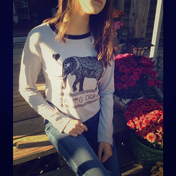 Elephant print long sleeve shirt