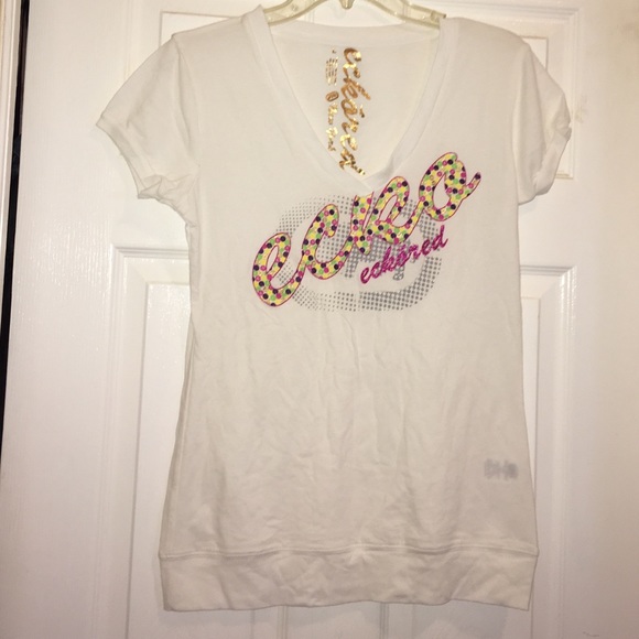 White EckoRed V Neck