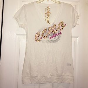 White EckoRed V Neck