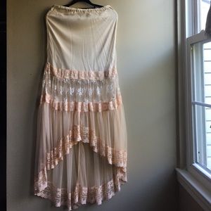 Urban Outfitters Peach Hi Low Lace Skirt