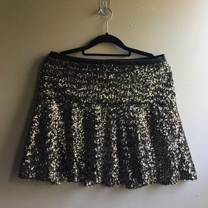 Express Gold & Black Sequined Skirt