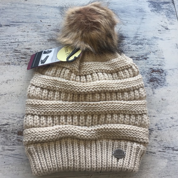 Angela & William Tan Beanie w Pom Pom - Picture 1 of 4