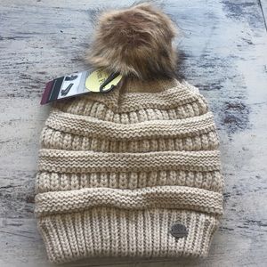 Angela & William Tan Beanie w Pom Pom