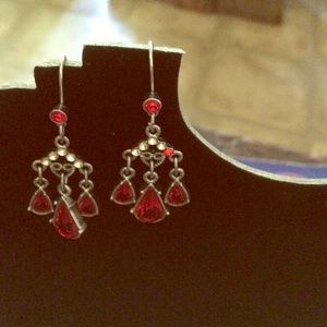Pretty red crystal earings vintage from Atlanta